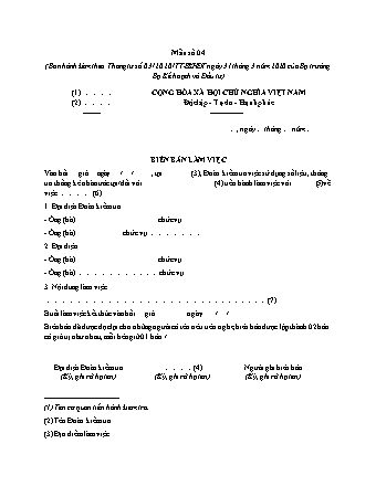Biên bản làm việc (đoàn kiểm tra) - Thông tư 03/2020/TT-BKHĐT