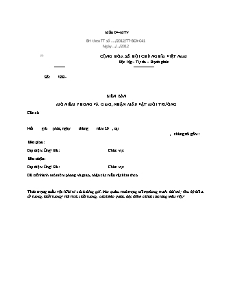 Biên bản mở niêm phong và giao, nhận mẫu vật môi trường - Thông tư 61/2012/TT-BCA-C41