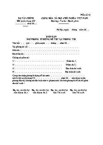Biên bản mở phong bì đựng đề thi tại phòng thi (công chức) - Quyết định 2141/QĐ-BTC