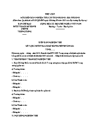 Biên bản Nghiệm thu cấp Trung ương - Địa phương - Quyết định 938-QĐ-BNV8-QĐ-BNV