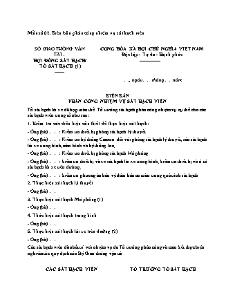 Biên bản phân công nhiệm vụ sát hạch viên - Thông tư 35/2024/TT-BGTVT