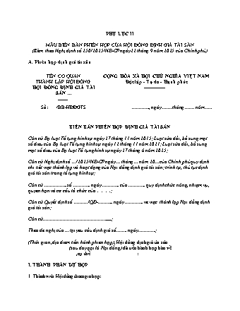 Biên bản phiên họp định giá tài sản - Nghị định 250/2025/NĐ-CP