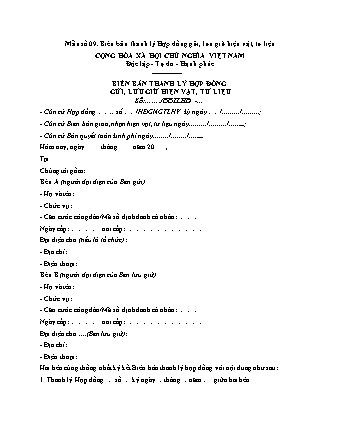 Biên bản thanh lý hợp đồng gửi, lưu giữ hiện vật, tư liệu -Thông tư 05/2025/TT-BVHTTDL