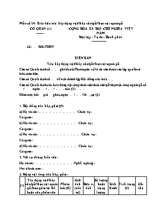 Biên bản tiêu hủy động vật/thủy sản/gỗ/thực vật ngoài gỗ - Thông tư 26/2025/TT-BNNMT