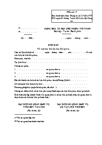 Biên bản tiêu hủy tài liệu hết giá trị - Thông tư 55/2025/TT-BCA