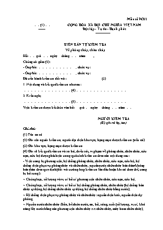 Biên bản tự kiểm tra về phòng cháy, chữa cháy - Nghị định 105/2025/NĐ-CP