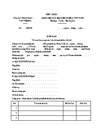 Biên bản về việc cho mượn tài liệu bản gốc (bản chính) - Quyết định 193/QĐ-TANDTC