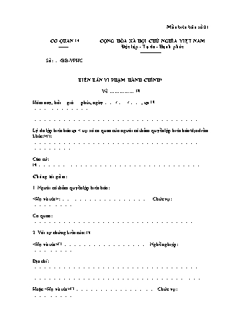 Biên bản Vi phạm Hành chính 2025 - Nghị định 190/2025/NĐ-CP