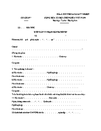 Biên bản vi phạm hành chính (chất lượng sản phẩm hàng hóa) - Thông tư 06/2020/TT-BKHCN