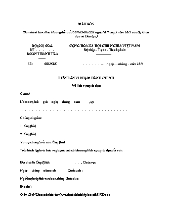 Biên bản vi phạm hành chính về lĩnh vực giáo dục - Hướng dẫn 350/HD-BGDĐT