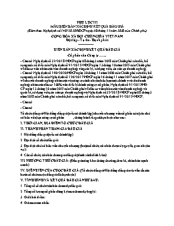 Biên bản Xác định kết quả đấu giá - Nghị định 140/2020/NĐ-CP