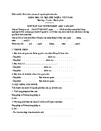 Biên bản xác minh nguồn gốc lâm sản - Thông tư 26/2025/TT-BNNMT