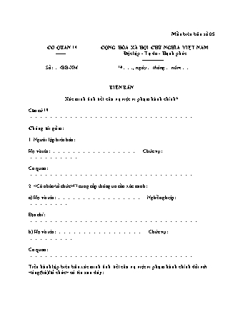 Biên bản xác minh tình tiết vụ việc vi phạm hành chính 2025 - Nghị định 190/2025/NĐ-CP