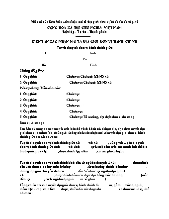 Biên bản Xác nhận Mô tả Địa giới Đơn vị Hành chính cấp xã - Thông tư 25/2025/TT-BNNMT