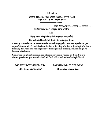 Biên bản xác nhận sửa chữa - Quyết định 244/QĐ-CNTT