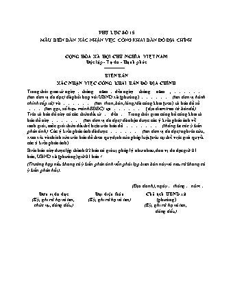 Biên bản xác nhận việc công khai bản đồ địa chính - Thông tư 26/2024/TT-BTNMT