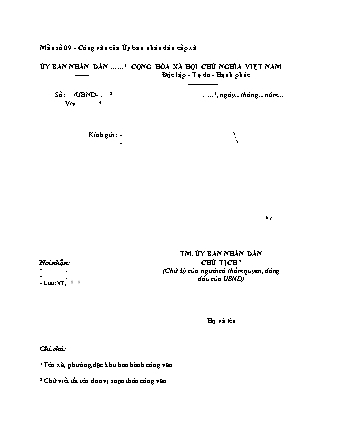 Mẫu biên Bản của Ủy ban Nhân dân cấp xã - Công văn 4168/BNV-CQĐP