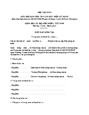 Mẫu biên bản kiểm tra cấp giấy phép sát hạch - Nghị định 160/2024/NĐ-CP