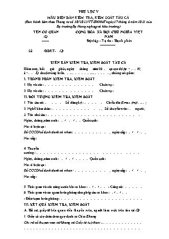 Mẫu biên bản kiểm tra, kiểm soát tàu cá - Thông tư 30/2025/TT-BNNMT