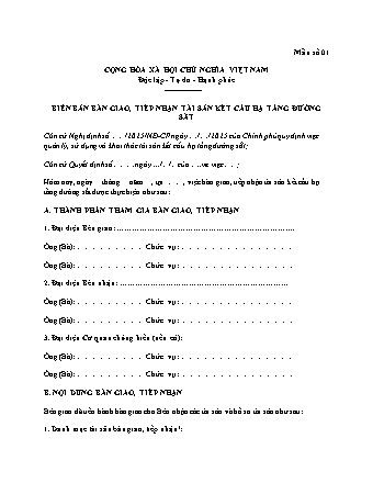 Biên bản bàn giao, tiếp nhận tài sản kết cấu hạ tầng đường sắt - Nghị định 15-2025-NĐ-CP