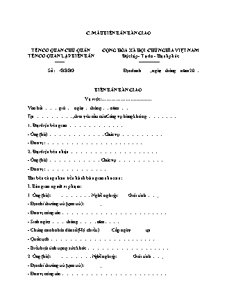 Biên bản bàn giao vụ việc vi phạm an ninh hàng không - Thông tư 13-2019-TT-BGTVT
