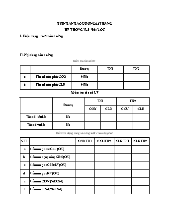 Biên bản bảo dưỡng 03 tháng hệ thống ILS - Đài LOC (Hàng không) - Quyết định 1055-QĐ-CHK