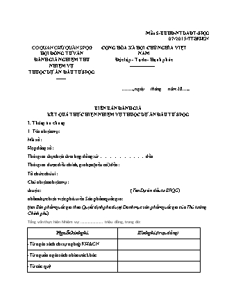 Biên bản Đánh giá kết quả thực hiện nhiệm vụ thuộc dự án đầu tư sản phẩm quốc gia - Mẫu 5-BBHĐ-NTDAĐT-SPQG - Thông tư 07-2015-TT-BKHCN