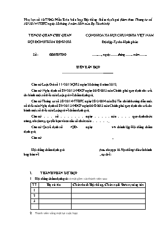 Biên bản họp (Hội đồng thẩm định giá) - Thông tư 38-2014-TT-BTC