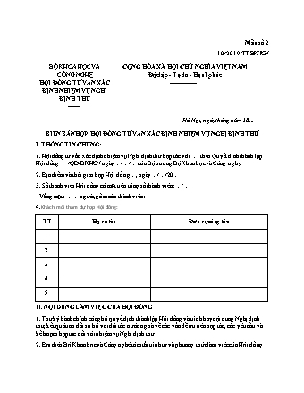 Biên bản họp Hội đồng tư vấn xác định nhiệm vụ nghị định thư - Thông tư 10-2019-TT-BKHCN