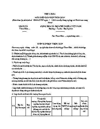 Biên Bản Họp Thôn, Bản - Quyết định 3533-QĐ-BNN-KTHT