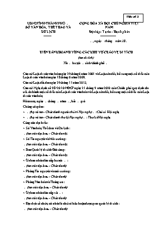 Biên bản khoanh vùng các khu vực bảo vệ di tích - Thông tư 09-2011-TT-BVHTTDL