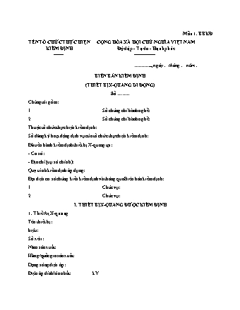 Biên bản Kiểm định Thiết bị X-quang Di động - Thông tư 14-2018-TT-BKHCN