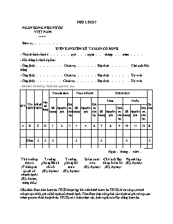 Biên bản kiểm kê tài sản cố định - Thông tư 35-2019-TT-NHNN