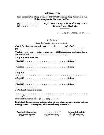 Biên bản kiểm tra, xác minh - Mẫu số 11-TTr - Thông tư 36-2016-TT-NHNN
