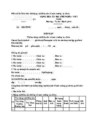 Biên bản thả lại động vật-thủy sản về môi trường tự nhiên - Thông tư 26-2025-TT-BNNMT