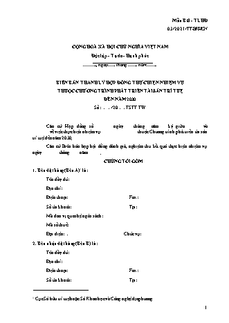Biên bản Thanh lý hợp đồng thực hiện nhiệm vụ (Khoa học công nghệ) - Thông tư 03-2021-TT-BKHCN