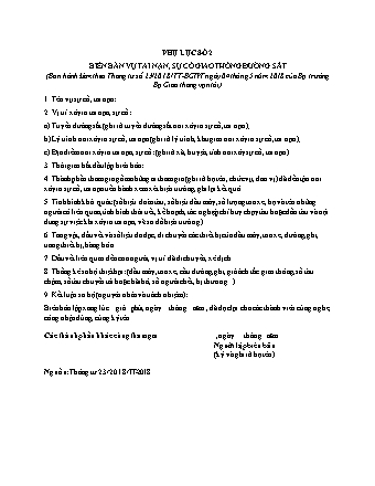 Biên bản vụ tai nạn, sự cố giao thông đường sắt - Thông tư 23-2018-TT-BGTVT