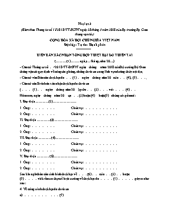 Biên bản xác nhận tổng hợp thiệt hại do thiên tai - Thông tư 12-2018-TT-BGTVT
