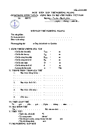 Mẫu biên bản thử nghiêng ngang (tàu cá) - Mẫu số 04e.BĐ. - Thông tư số 02-2026-TT-BNNMT