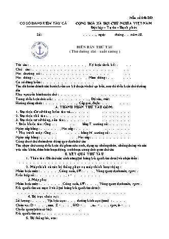 Mẫu biên bản thử tàu (thử đường dài - Xuất xưởng) - Mẫu số 04h.BĐ. - Thông tư số 02-2026-TT-BNNMT
