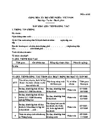 Bản khai quá trình công tác (đo đạc và bản đồ) - Nghị định 39-2026-NĐ-CP