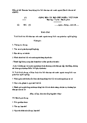 Báo cáo tình hình liên kết đào tạo với nước ngoài trong lĩnh vực giáo dục nghề nghiệp - Nghị định 95-2026-NĐ-CP