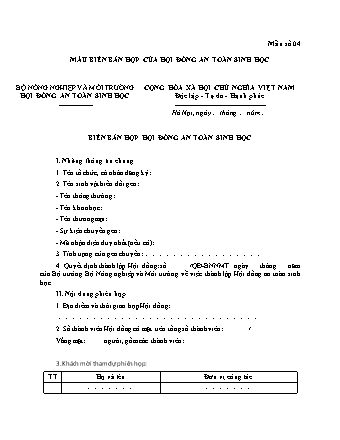 Biên bản họp hội đồng an toàn sinh học - Nghị định 43-2026-NĐ-CP