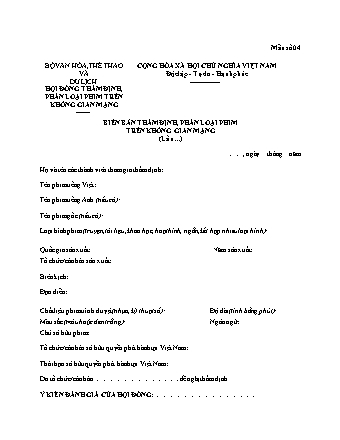 Biên bản thẩm định, phân loại phim trên không gian mạng - Thông tư 11-2023-TT-BVHTTDL