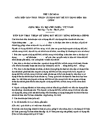 Biên bản thỏa thuận sử dụng đất để xây dựng điểm địa chính - Thông tư 26-2024-TT-BTNMT