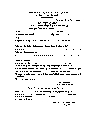 Đơn xin xác nhận đất khai hoang