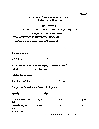Mẫu dự án vay vốn hỗ trợ tạo việc làm, duy trì và mở rộng việc làm - Hướng dẫn 8055-NHCS-TDSV