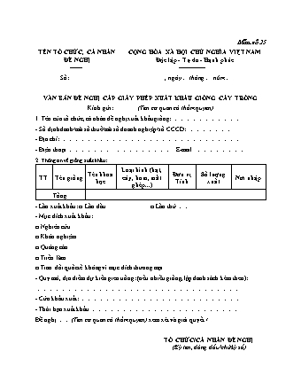 Văn bản đề nghị cấp giấy phép xuất khẩu giống cây trồng - Thông tư 07-2026-TT-BNNMT