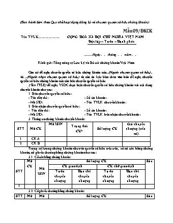 Văn bản đề nghị chuyển quyền sở hữu chứng khoán - Mẫu 09- ĐKCK - Quyết định 07-QĐ-HĐTV